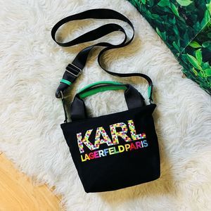 Karl Lagerfeld Paris Kristen Canvas Crossbody Bag Black green black casual